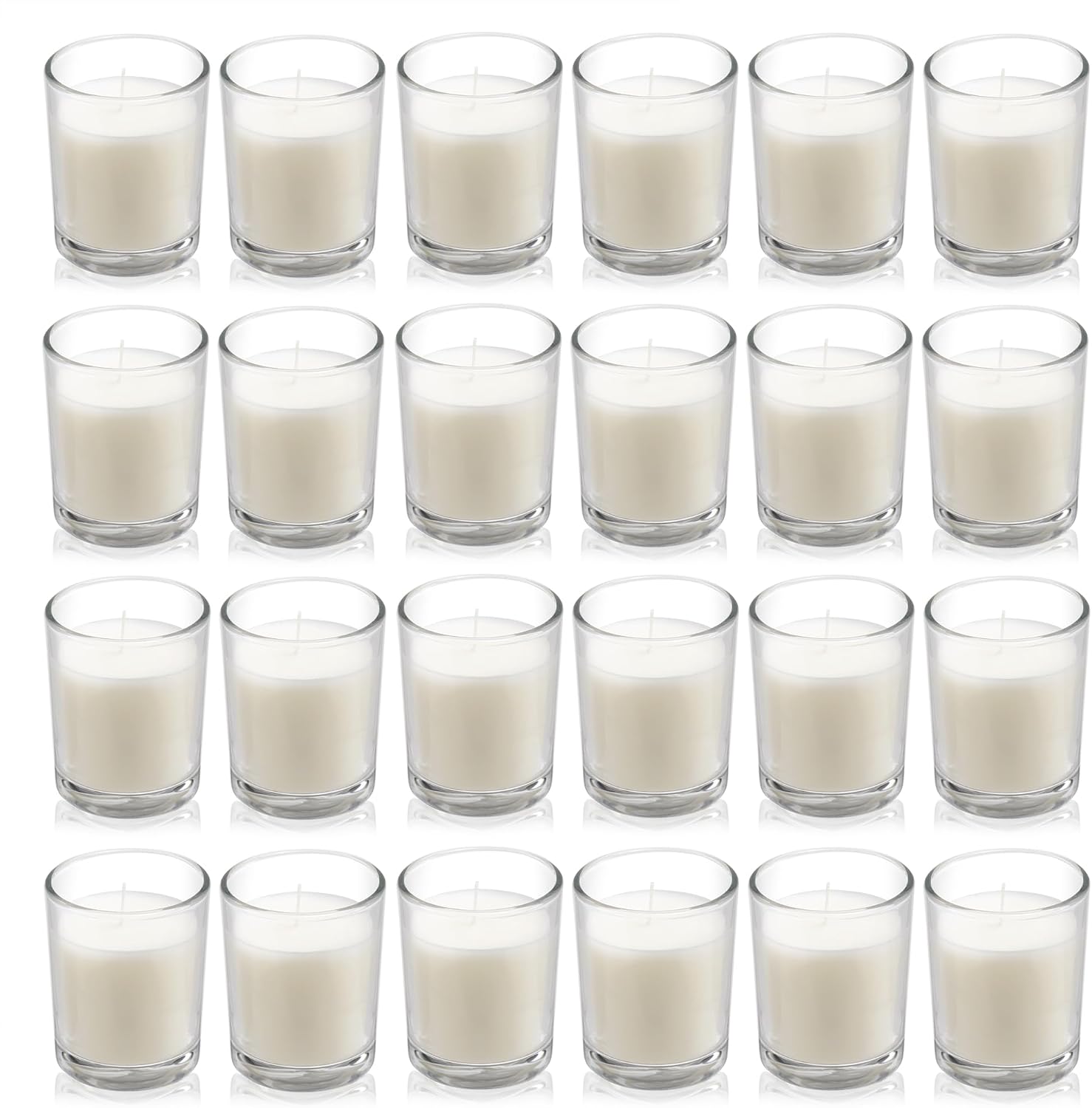 24 Warm White Votive Candles in Glass
