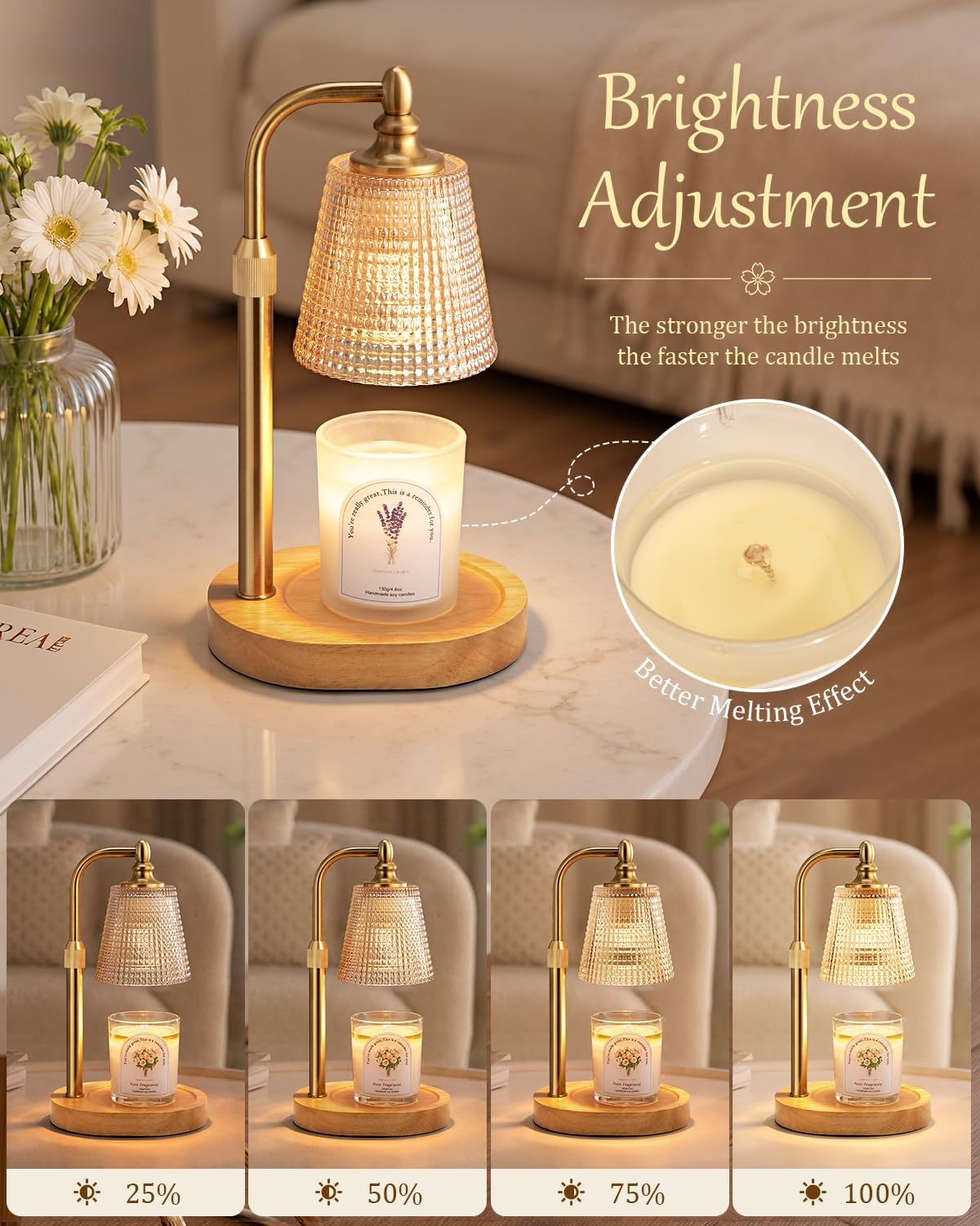 Adjustable Height Candle Warmer Lamp