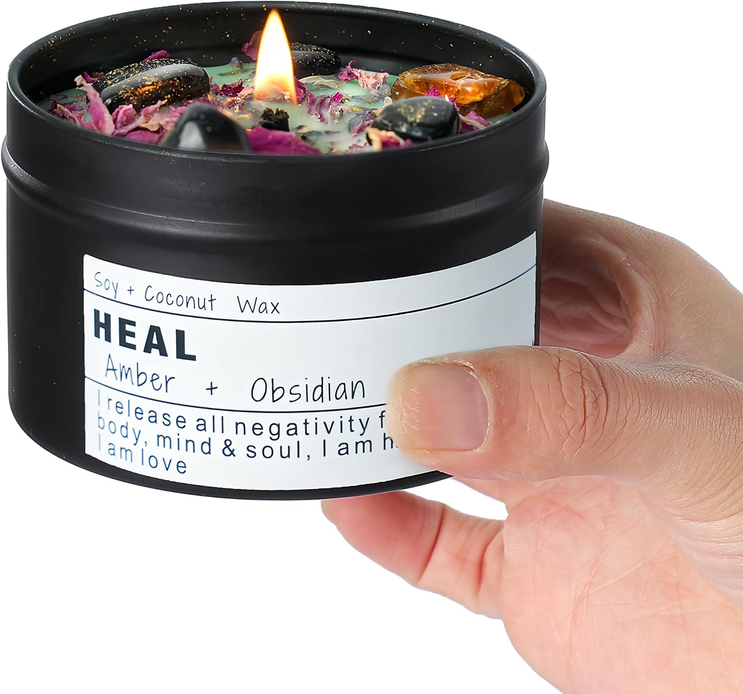 Amber Obsidian Scented Tin Candle
