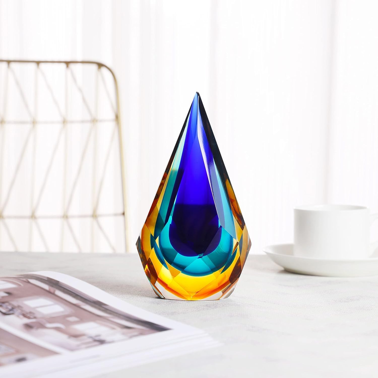 Blue and Amber Glass Teardrop
