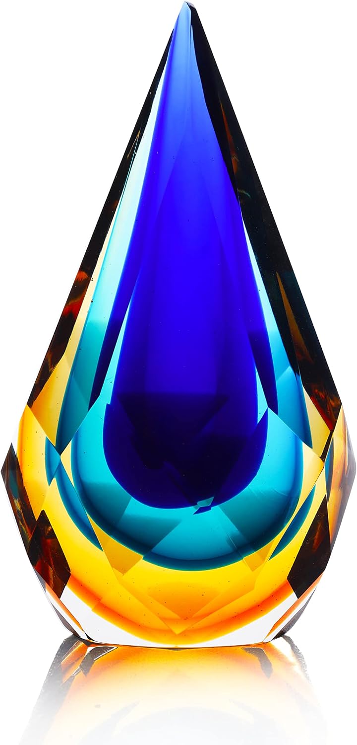 Blue and Amber Glass Teardrop