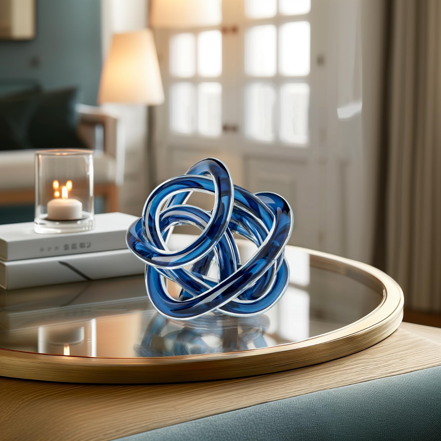 Blue Glass Knot Sculpture