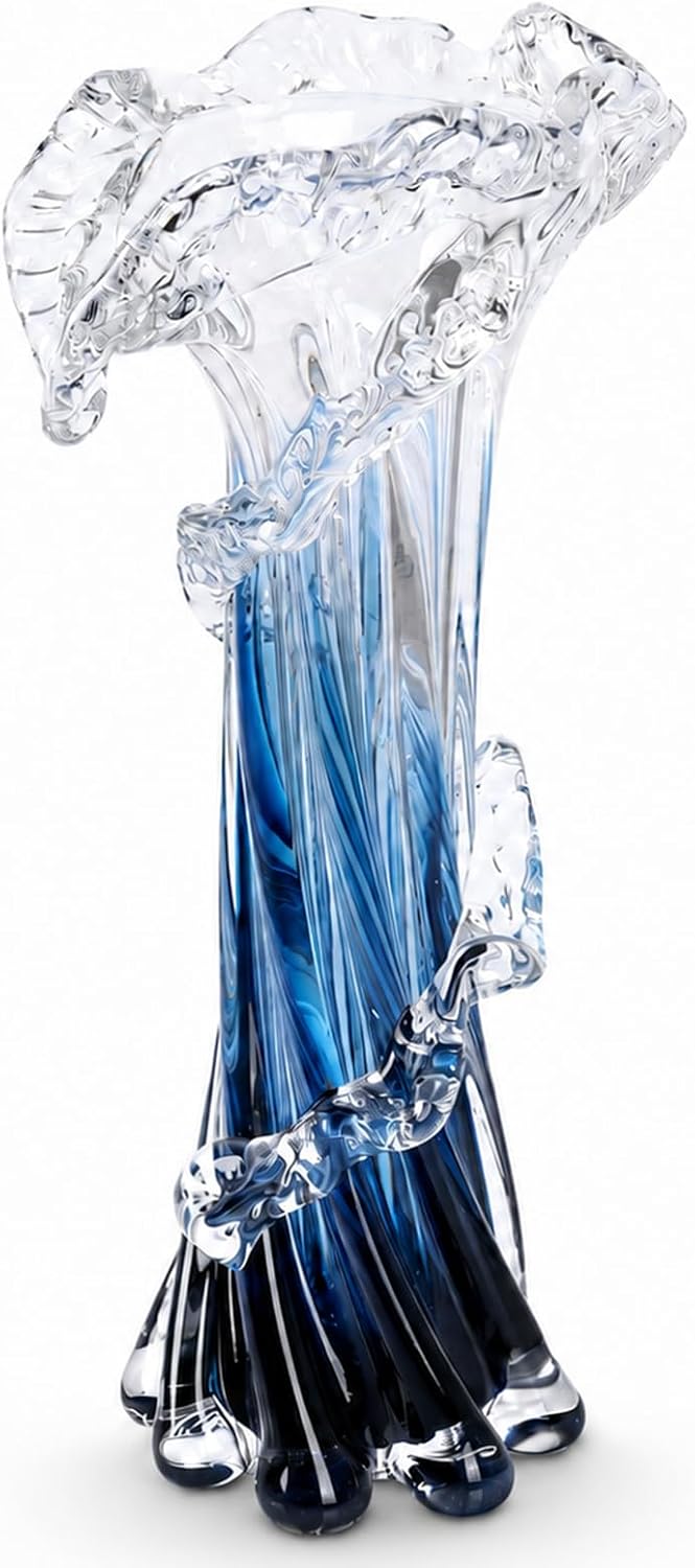 Blue Wave Form Glass Vase