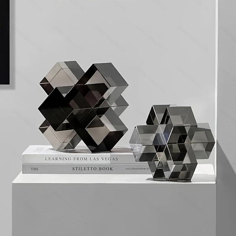 Clear and Black Geometric Sculpture