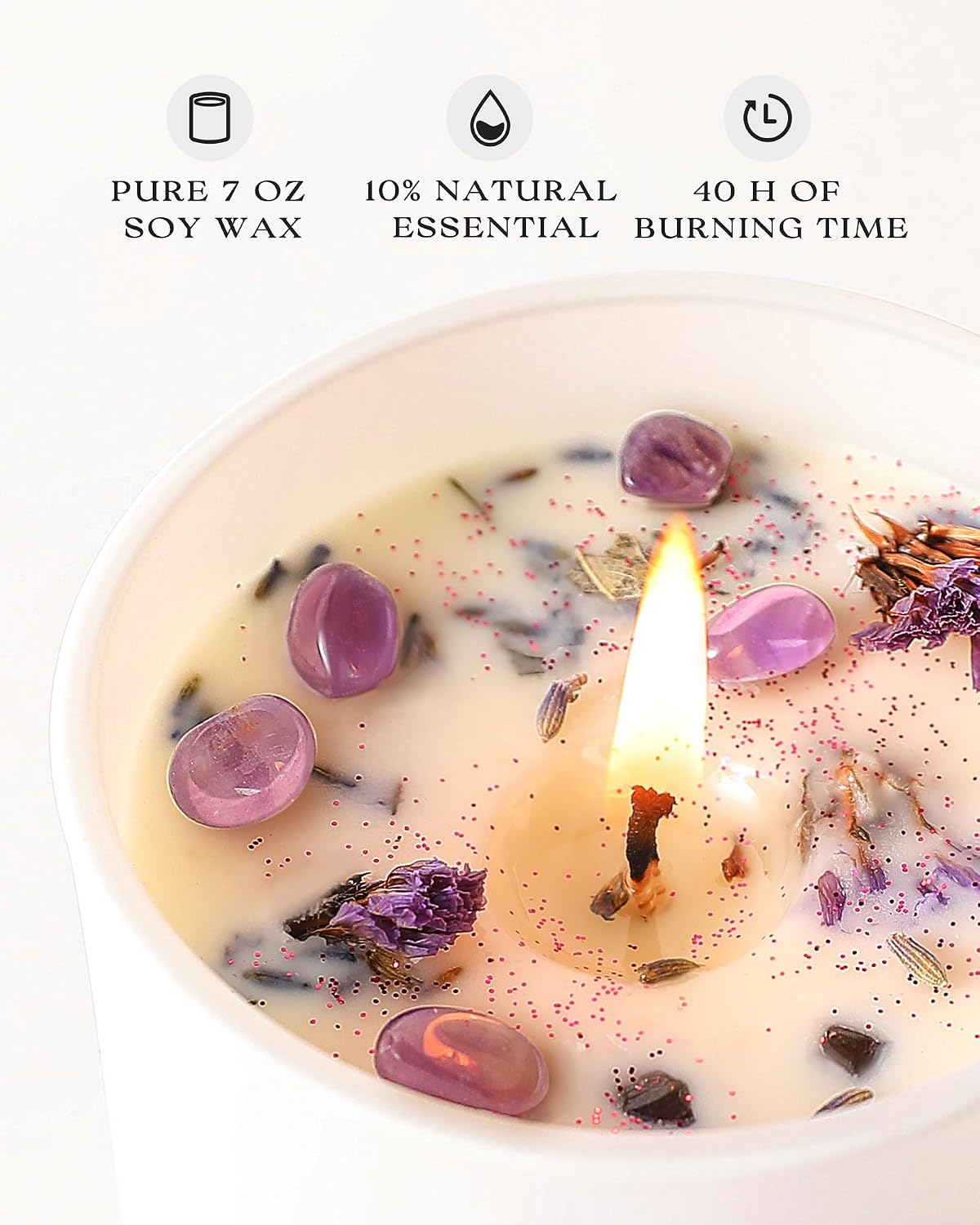 Four Lavender Crystal Jar Candles