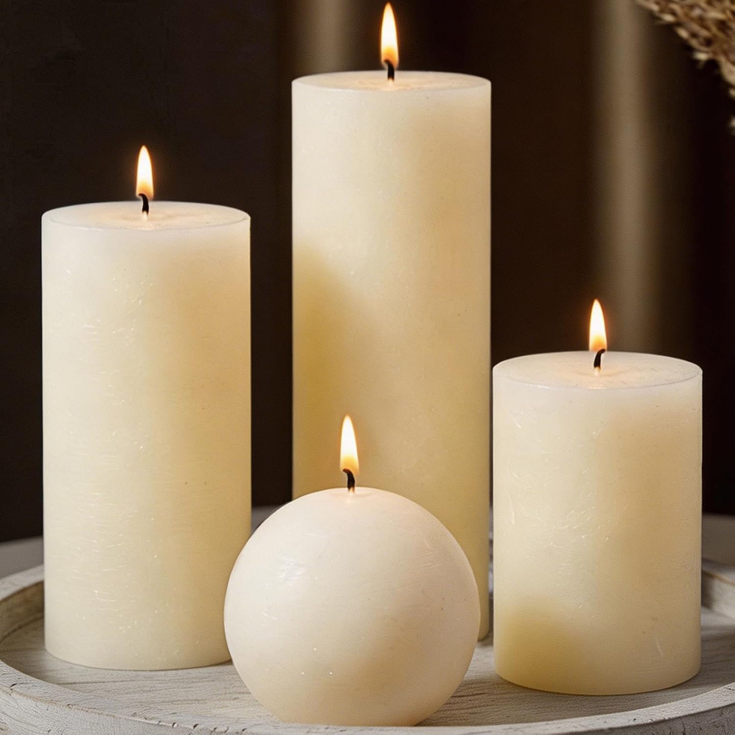 Four-Piece Unscented Ivory Candle Set