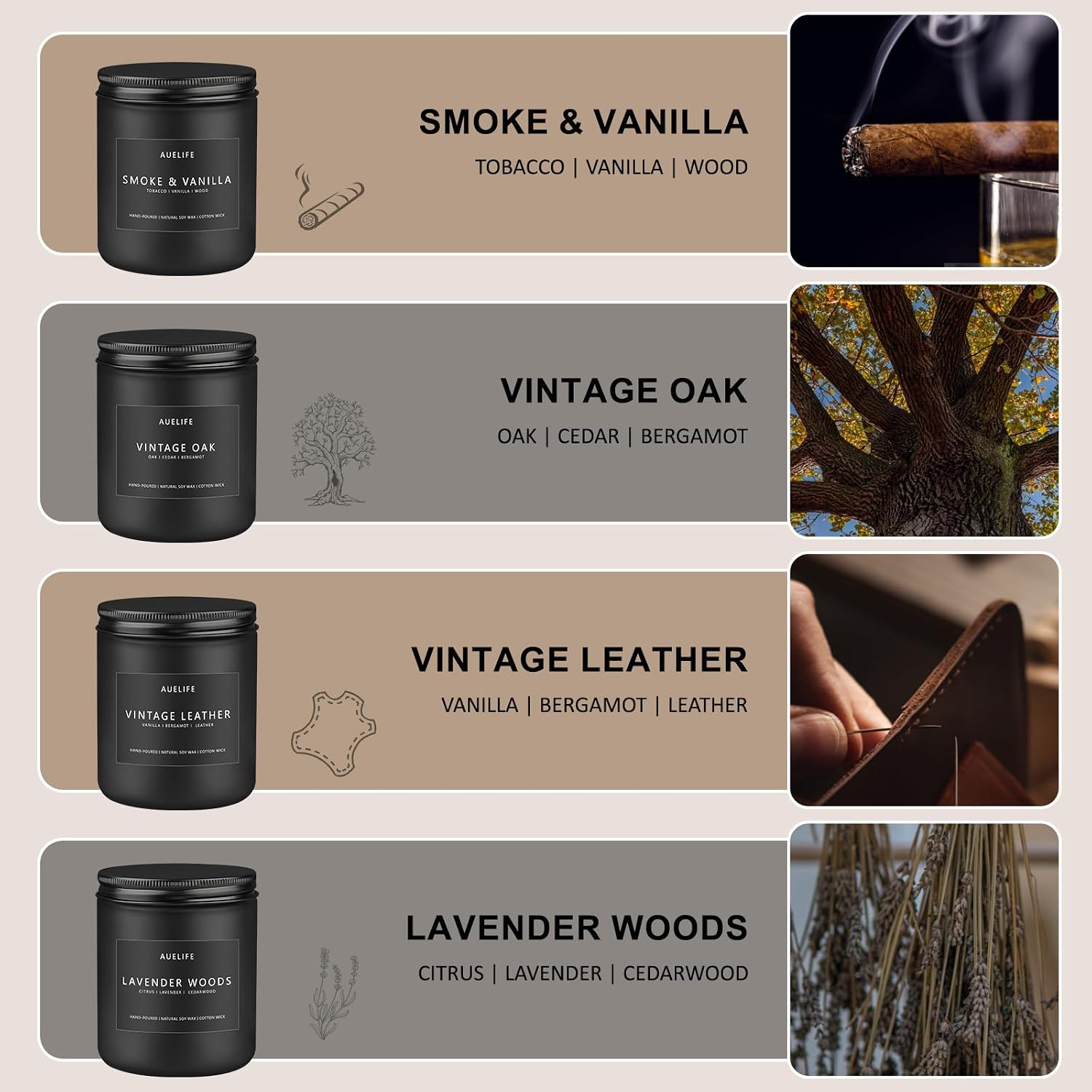 Four Scented Soy Wax Jar Candles