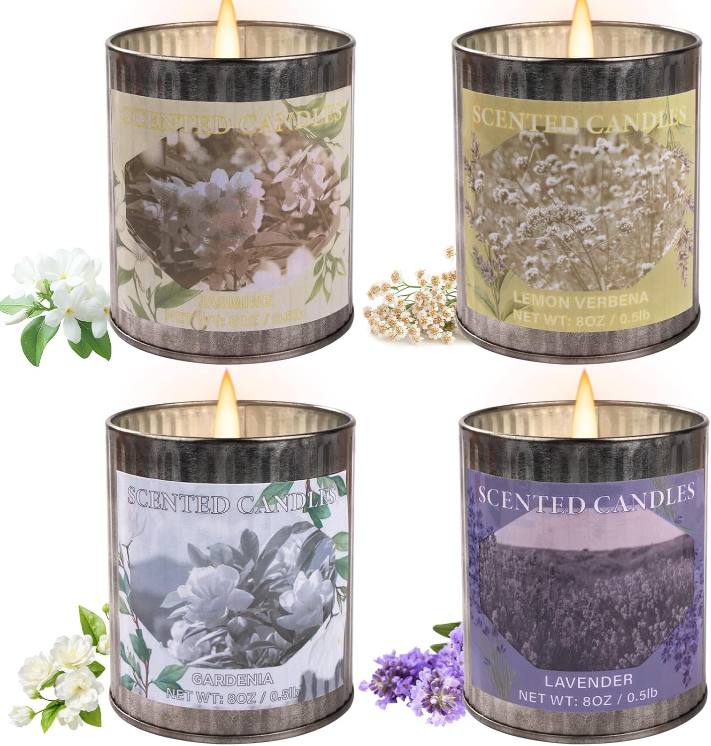 Four Scented Tin Jar Candles