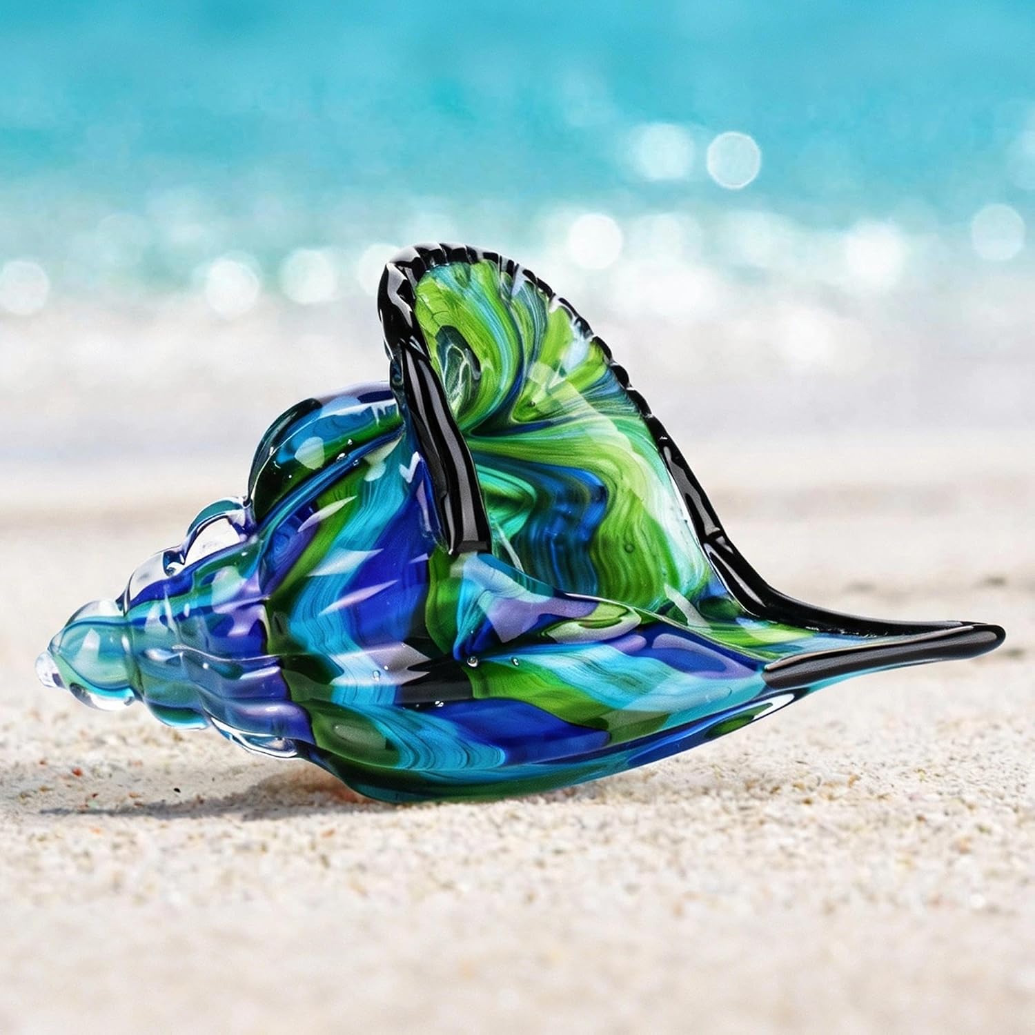 Glass Conch Shell Sculpture