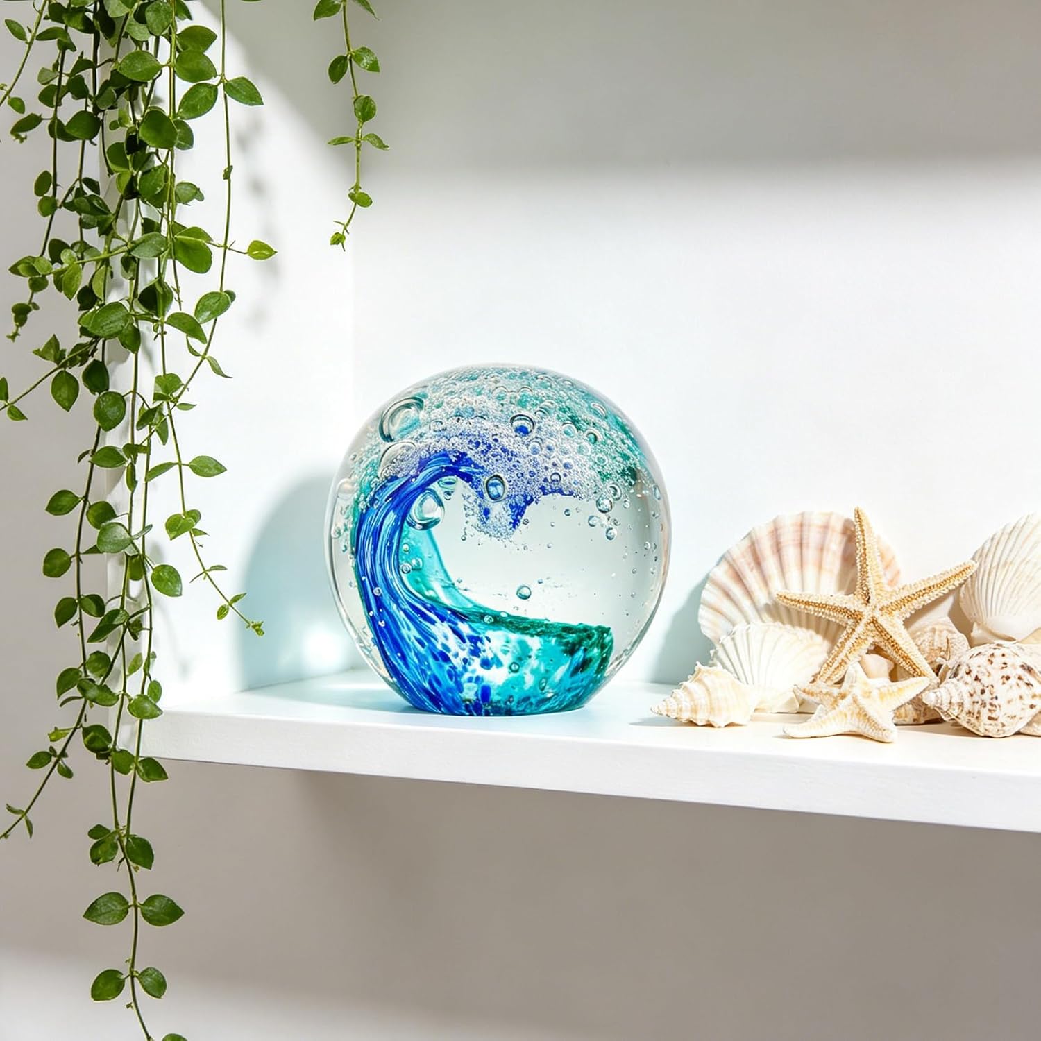 Glass Ocean Wave Paperweight