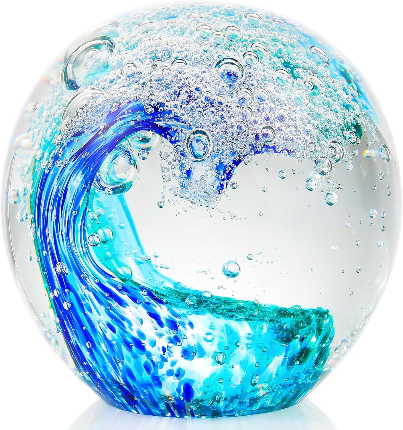 Glass Ocean Wave Paperweight