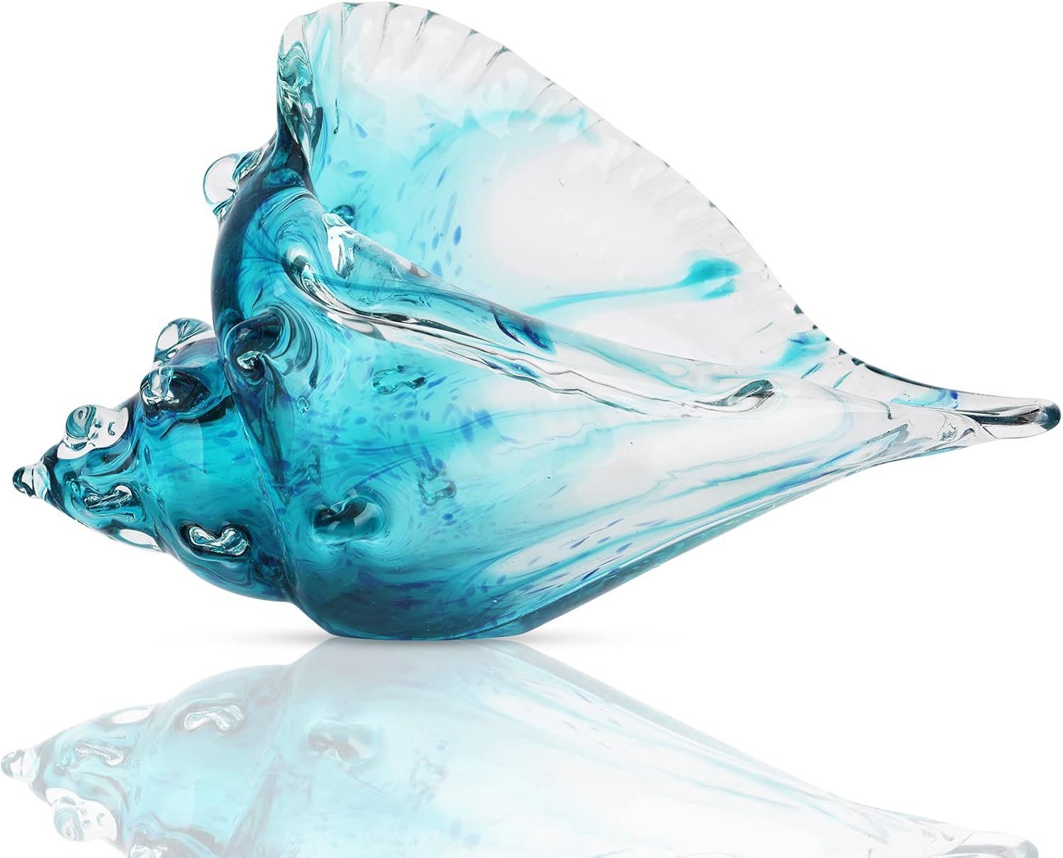 Green Hand-Blown Glass Conch