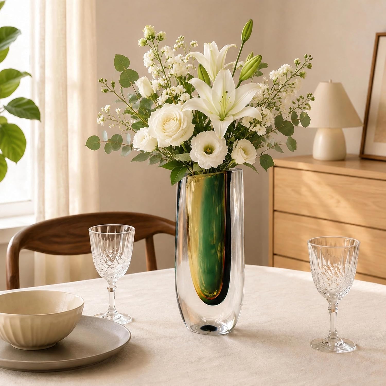 Sail-Shaped Clear Glass Vase