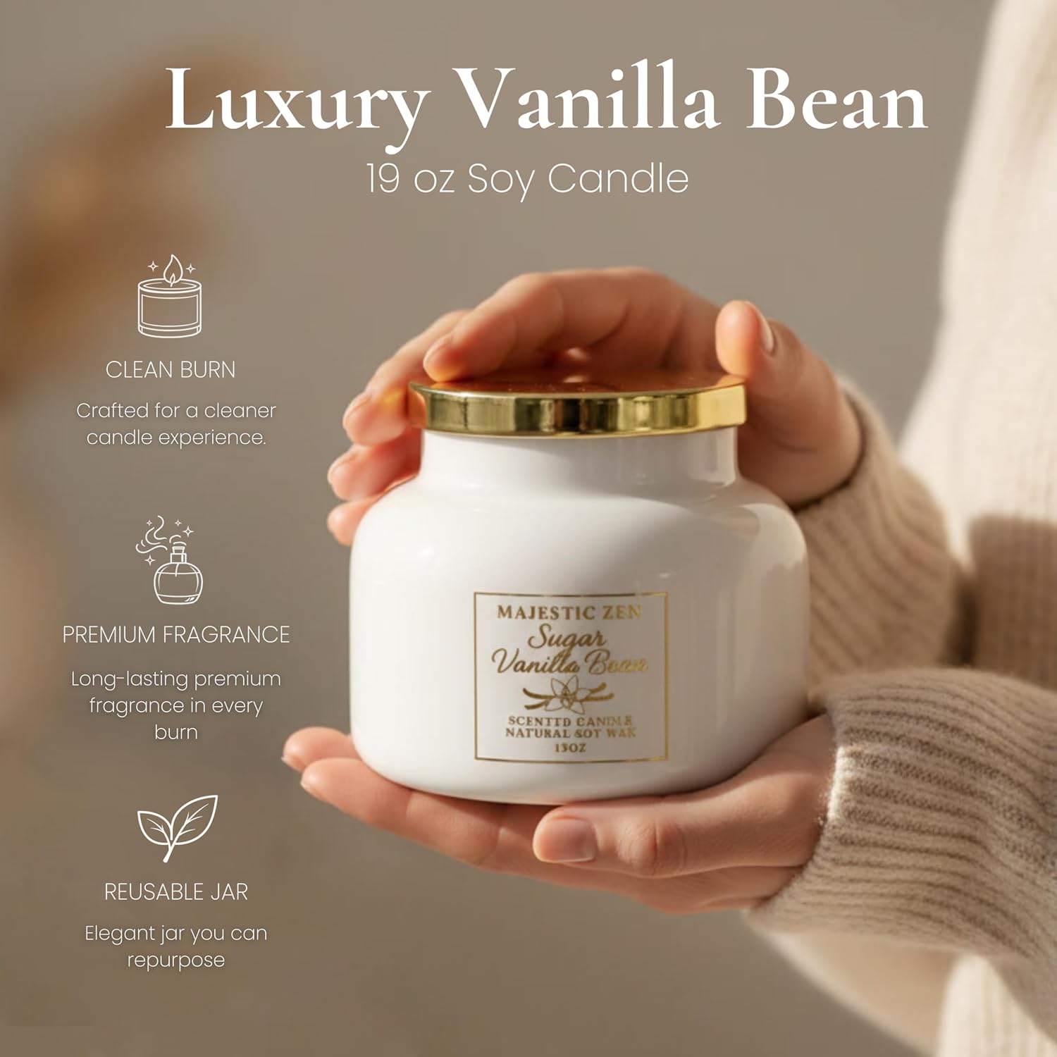Sugar Vanilla Bean Scented Jar Candle