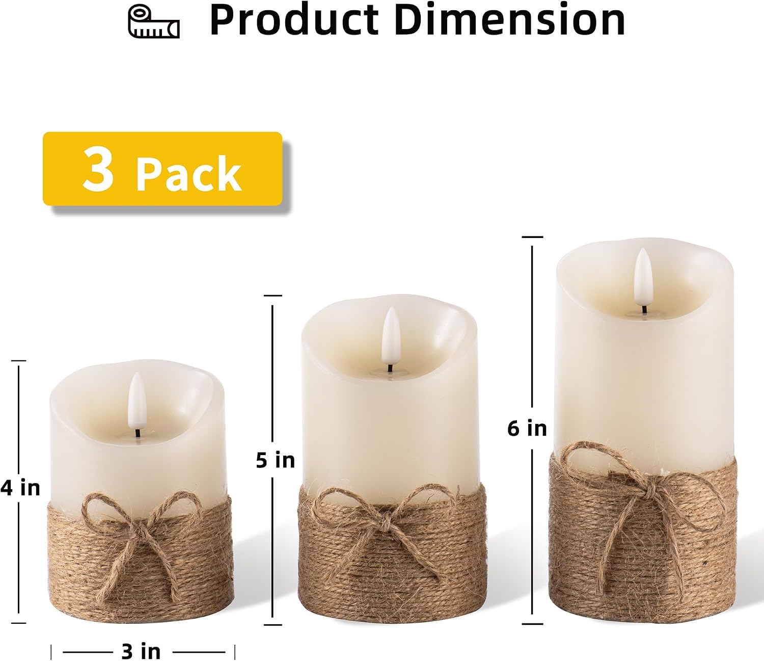 Three-Piece Flameless LED Pillar Candle Set
