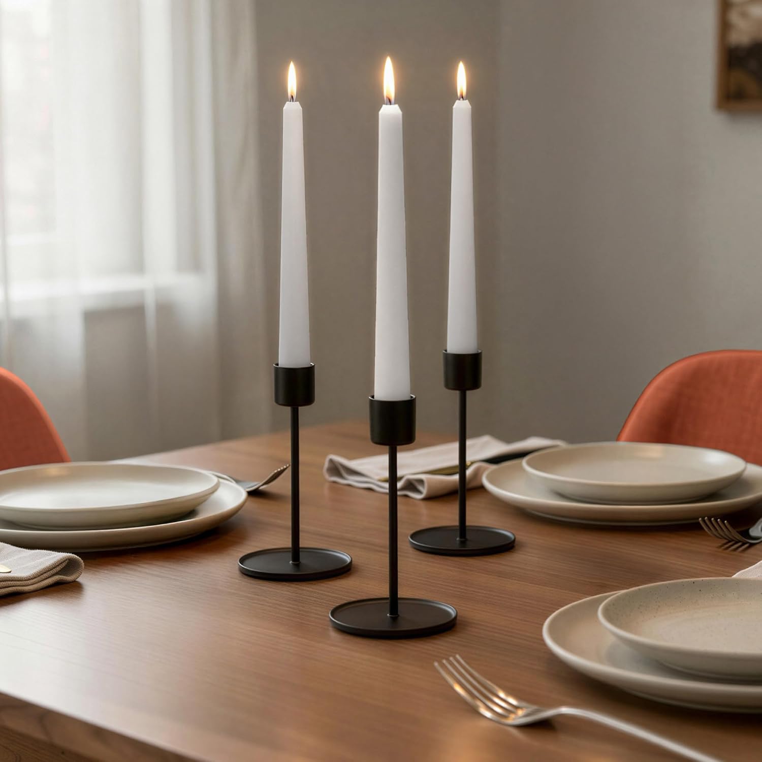 Twelve White Unscented Taper Candles